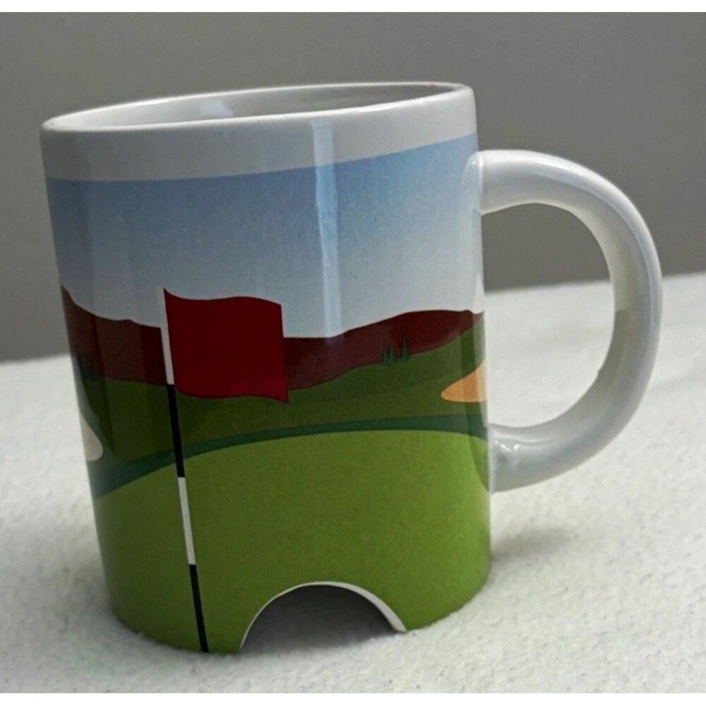 Kikkerland Golf Course Novelty Ceramic Mug 12 fl oz Decorated Dishwasher Safe
